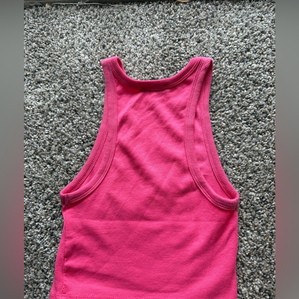 🩷Zara Hot Pink Ribbed High-Neck Tank - Picture 3 of 3
